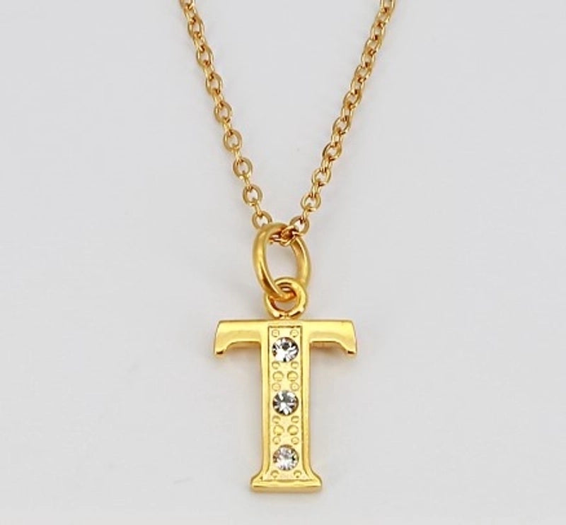 Minimalist Letter 304 Stainless Steel Rhinestones Inlay Stainless Steel Necklaces