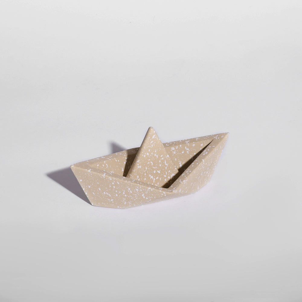 Concrete Boat Decorative Sculpture Medium - Speckled Taupe