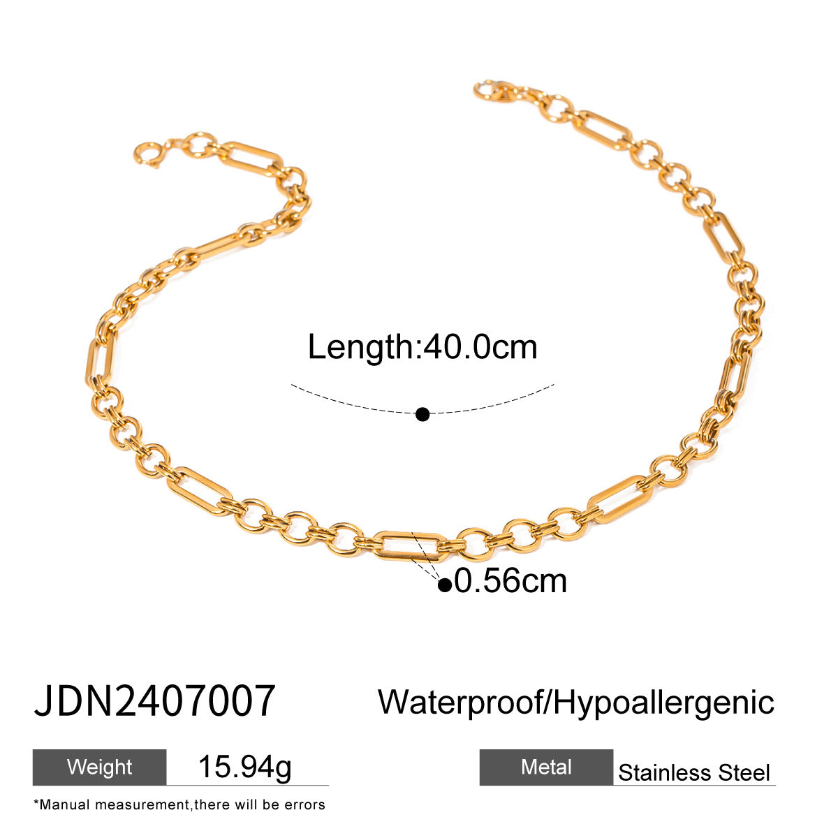Jie Ding Stainless Steel Gold Necklace Cuban Clavicle Chain Titanium Steel Necklace