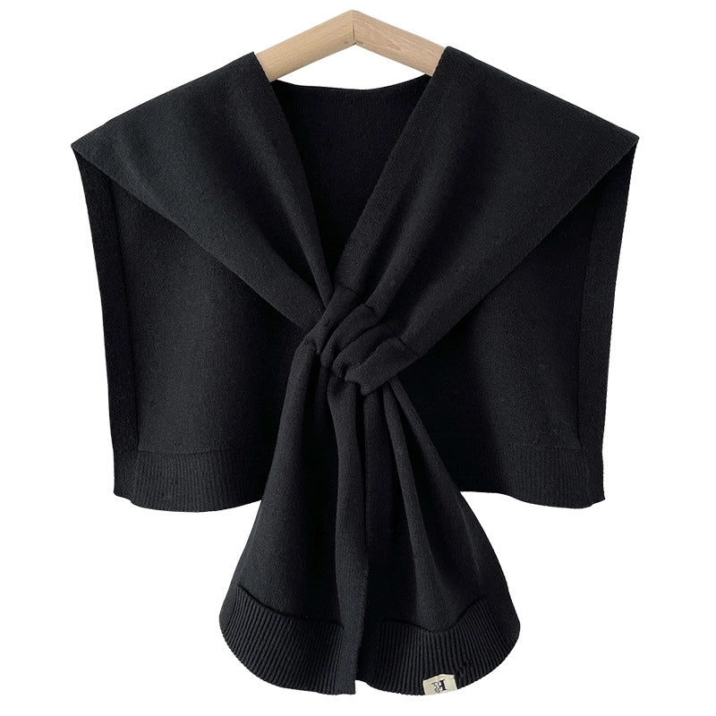 Knitted Shawl Women's Autumn And Winter Air-conditioned Room Knitted Cross Wool Shawl Fashionable Outer Wool Solid Color