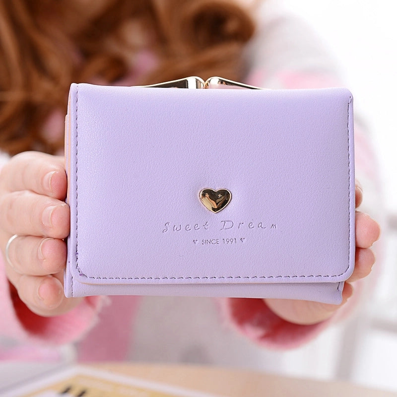 Women's Heart Shape Pu Leather Buckle Coin Purses