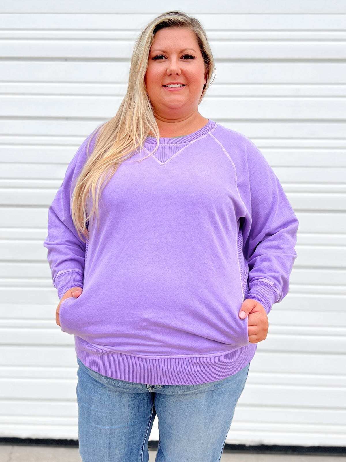 FINAL SALE⚡8 Packs for $24.95⚡ - Door Buster! Zenana Pigment Dyed French Terry Pullover w/ Pockets (Multiple Colors)