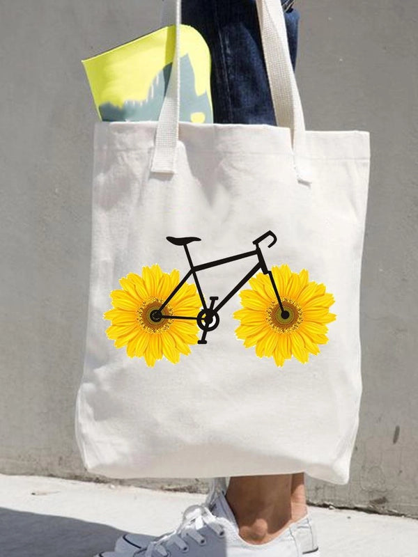 Women's Printed Shopping Bag Casual Shopping Handbag Women's Shoulder Bag Large Capacity New Artistic Fresh Women's Bag