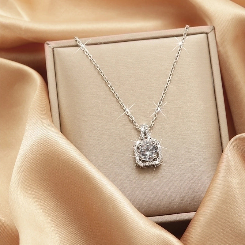 3 Pieces Lady Heart Shape Flower Titanium Steel Plating Inlay Zircon Gold Plated Pendant Necklace