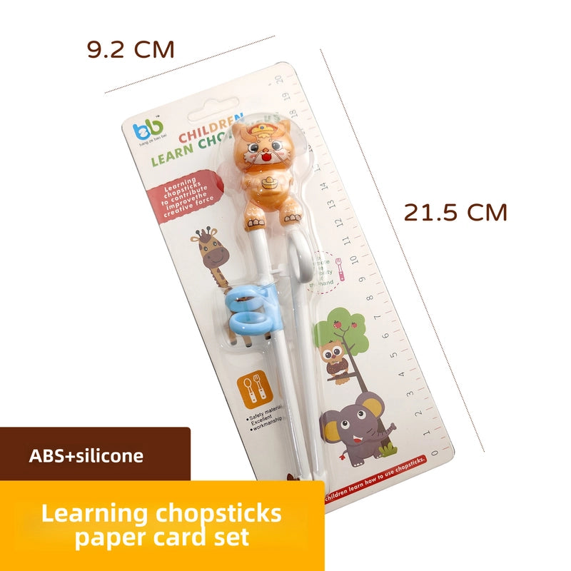 Portable Feeding Children's Tableware Set Cartoon Learning Chopsticks Training Chopsticks 304 Stainless Steel Spoon Fork
