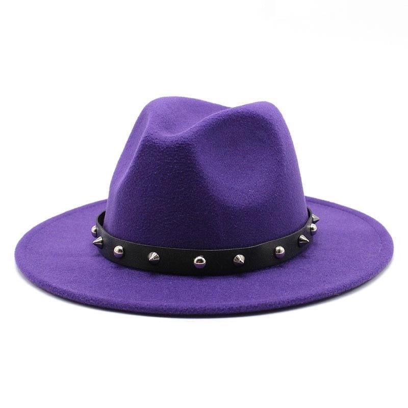 New Decorative Big Brim Jazz Hat  Personalized Top Hat Autumn And Winter Woolen Hat Western Cowboy Hat