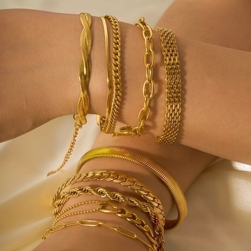 Minimalist Solid Color 304 Stainless Steel Bracelets In Bulk