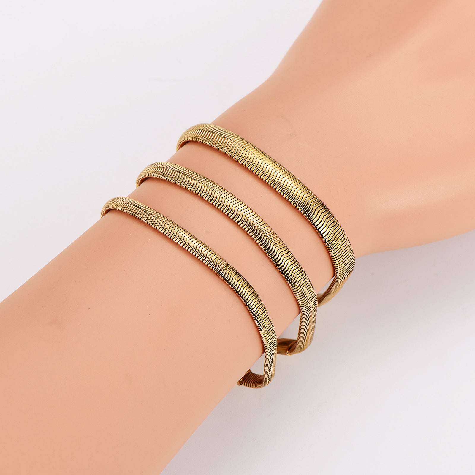 Aml Stainless Steel Snake Bone Chain Bracelet Sweater Trend Niche Simple Cold Flat Snake Chain Hip Hop