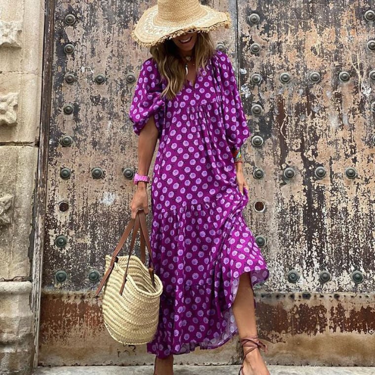 🔥Hot Sale🔥Printed Bubble Sleeve Dress