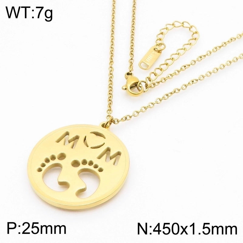 Minimalist Letter Titanium Steel 18K Gold Plated Plating Necklace