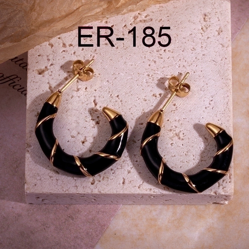 Minimalist Round Enamel Plating 304 Stainless Steel Earrings Ear Studs