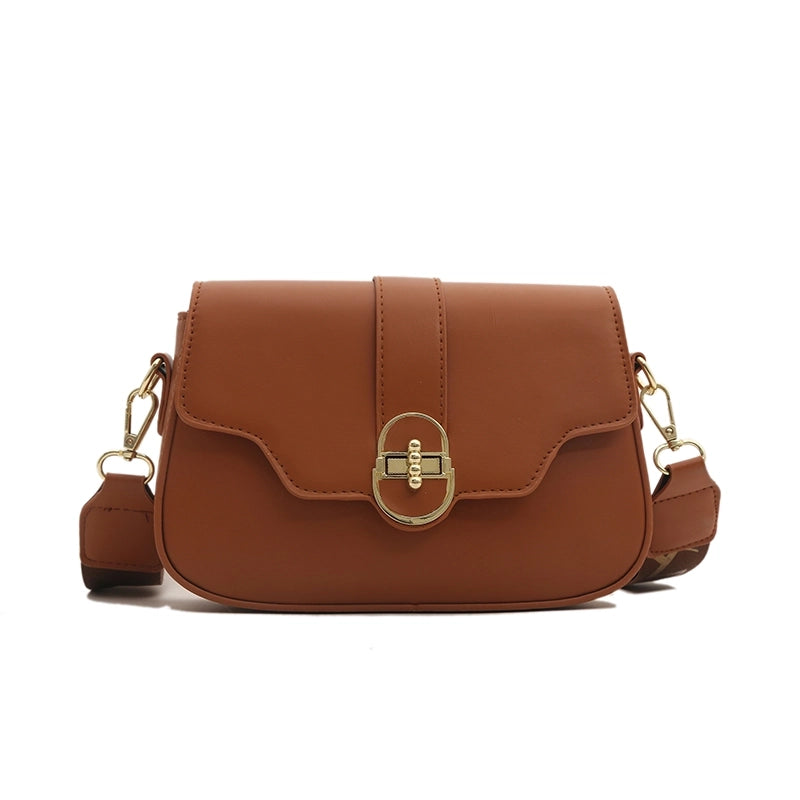 Women's Medium Pu Leather Solid Color Vintage Style Classic Style Lock Clasp Crossbody Bag