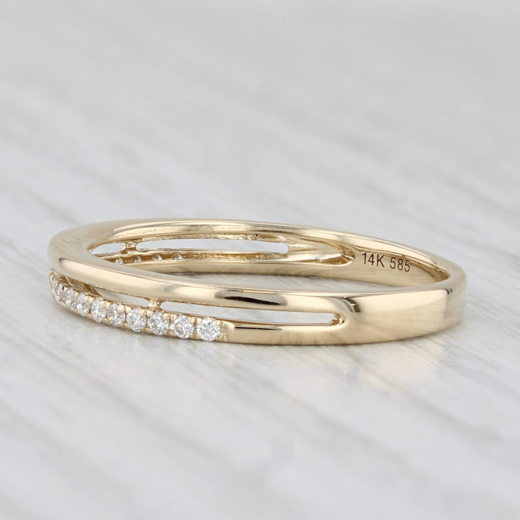 New 0.11ctw Diamond Wedding Band 14k Gold Stackable Anniversary Ring Size 6.5