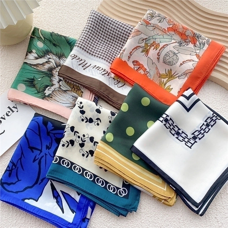 Fashion Small Thin Square Towel Silk Scarf Hair Band For Women 70*70