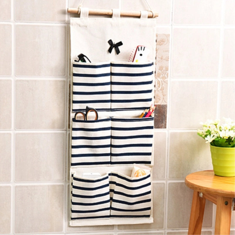 Cotton Linen Fabric Door Back Wall Storage Hanging Pocket Bathroom Waterproof Multi-layer Multi-functional Hanging Bag