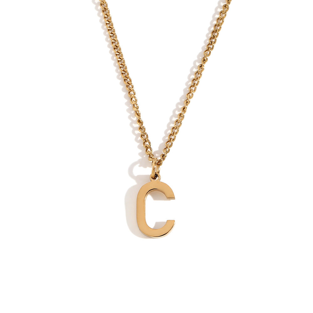 Fashion Letter Number Geometric Text Stainless Steel 18K Gold Plated Necklaces