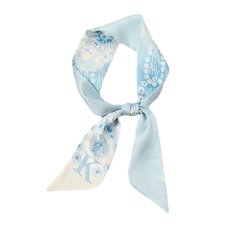 Women's Sweet Color Block Satin Printing Silk Scarf