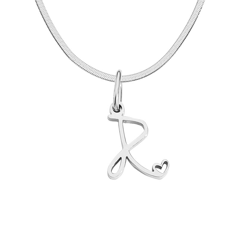 Stainless Steel Titanium Steel 14K Gold Plated Minimalist Plating Letter Heart Shape Pendant Necklace