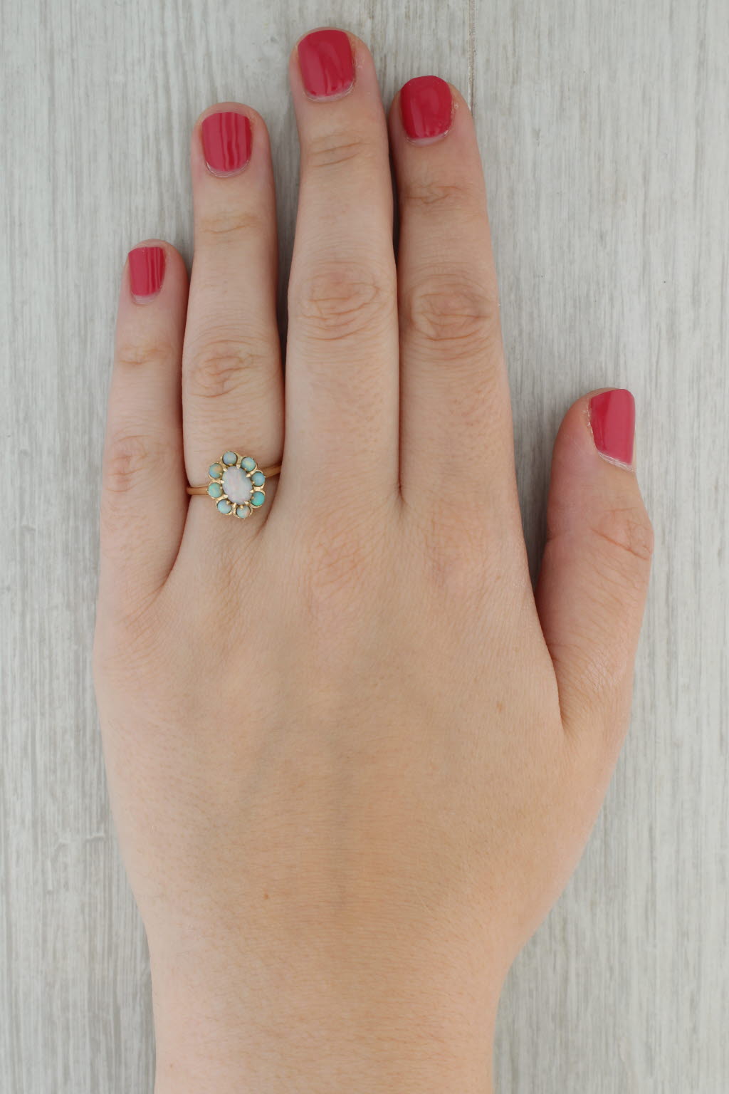 Vintage Opal Cabochon Ring 10k Yellow Gold Size 7.5