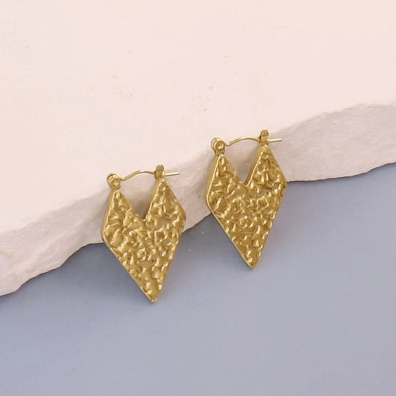 1 Pair Minimalist Pentagram Round Solid Color Plating 304 Stainless Steel 18K Gold Plated Earrings