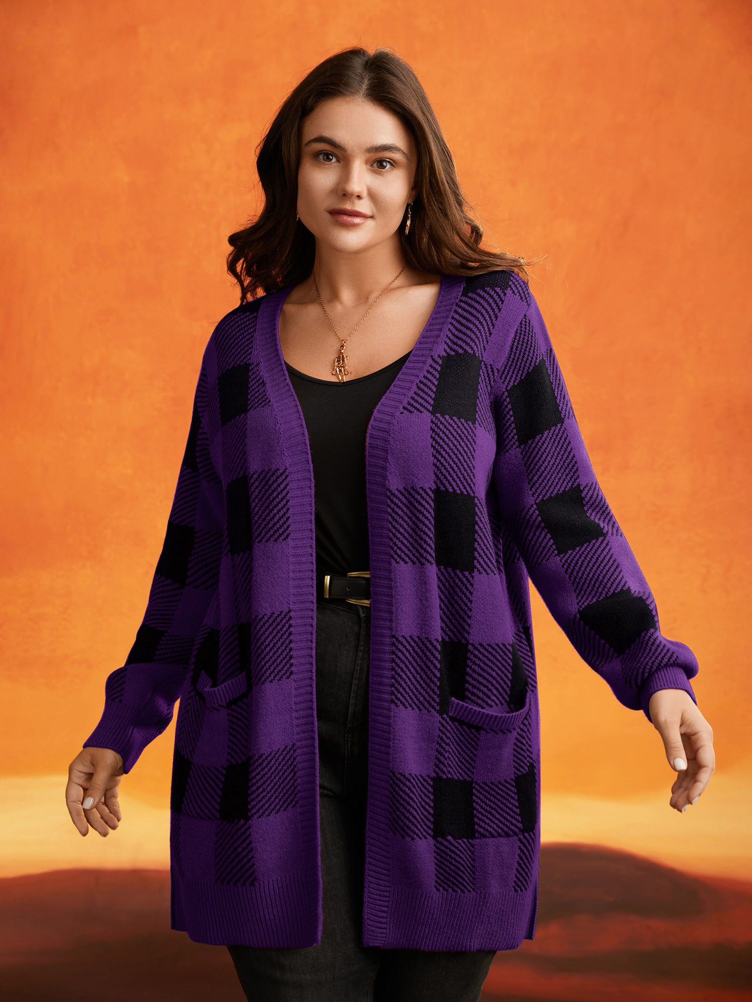 Supersoft Essentials Plaid Open Cardigan