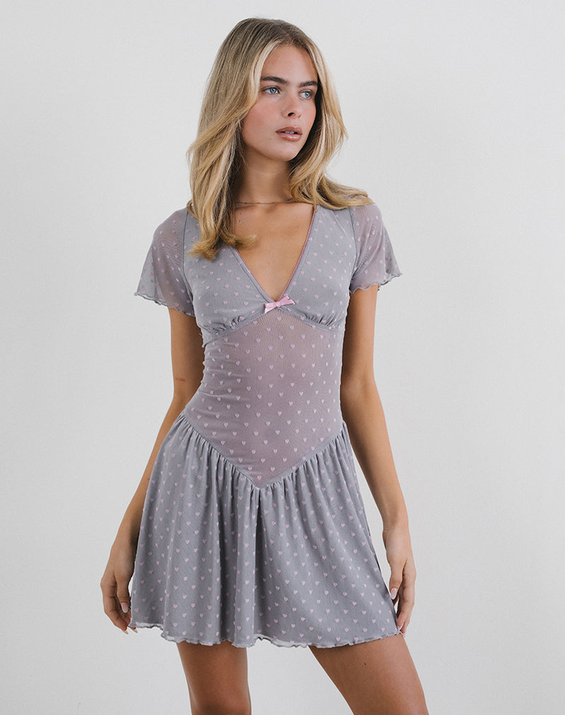 Geni Mini Dress in Heart Flock Grey