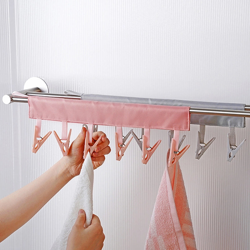 Portable Fabric Clothes Hanger Multi-functional Folding Cloth Clothes Clip Hanger Fabric Clip Drying Rack Socks Clip Inner Clothes Clip