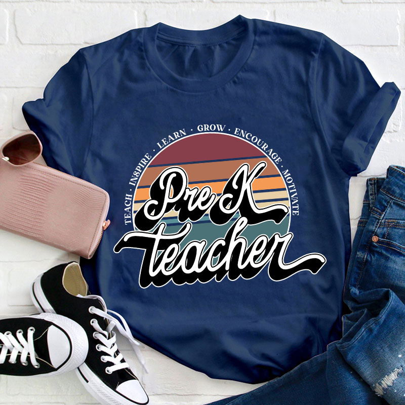 Personalized Teach Inspire Learn Grow Encourage Motivate Teacher T-Shirt