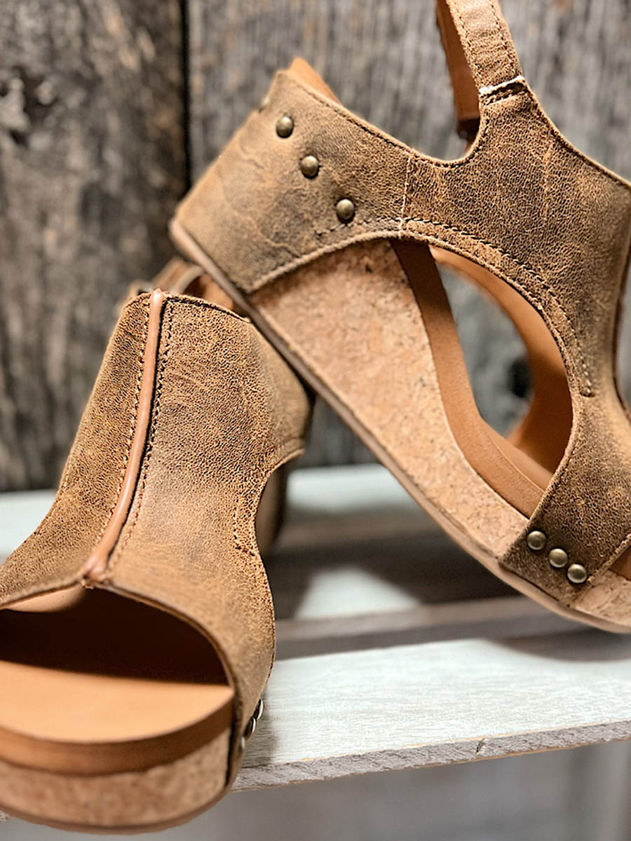 Mid Heel Wedge Sandals