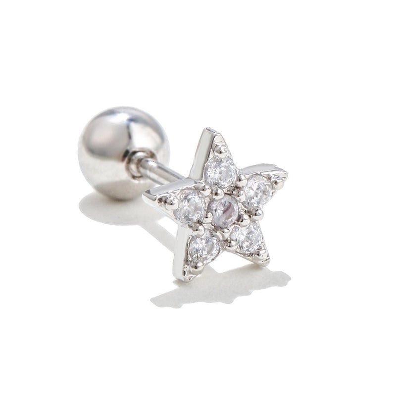Ear Cartilage Rings & Studs Minimalist Star Brass Gem