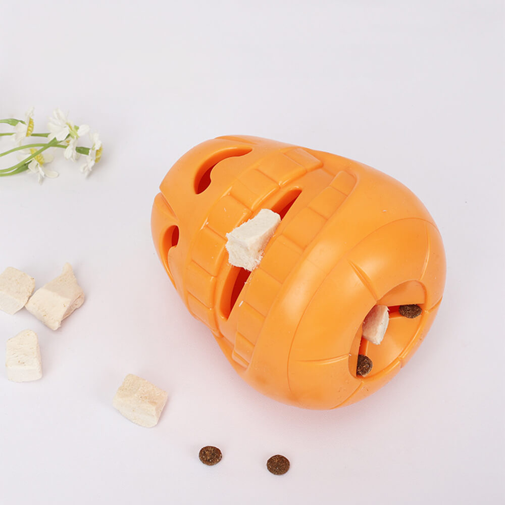 Pumpkin Dog Treat Dispensing Toy Interactive Chew Toy