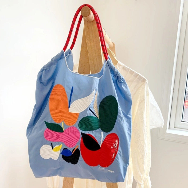 Women's Large Nylon Animal Donuts Basic Classic Style Square Open Shopping Bags