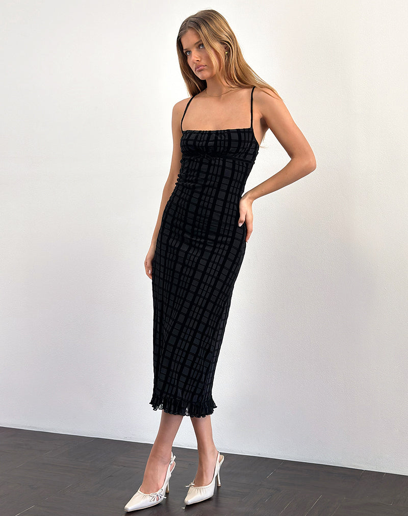 Nateda Dress in Tonal Check Flock Black