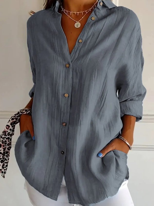 Plain Cotton Casual Blouse