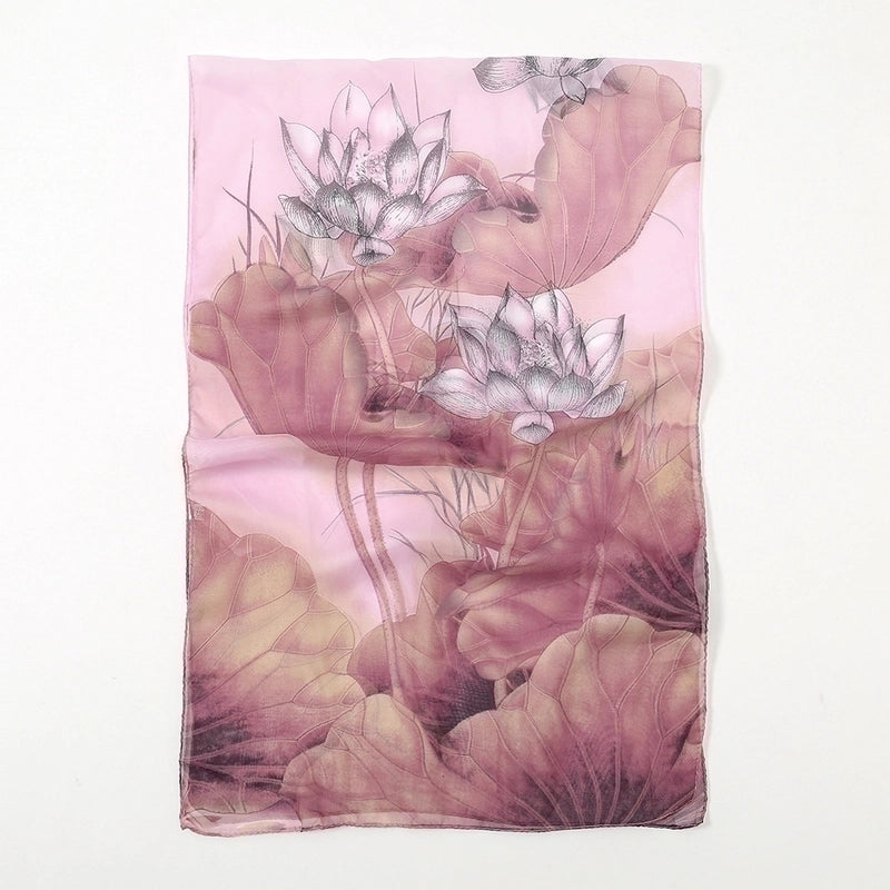 Women's Elegant Lady Lotus Chiffon Silk Scarf