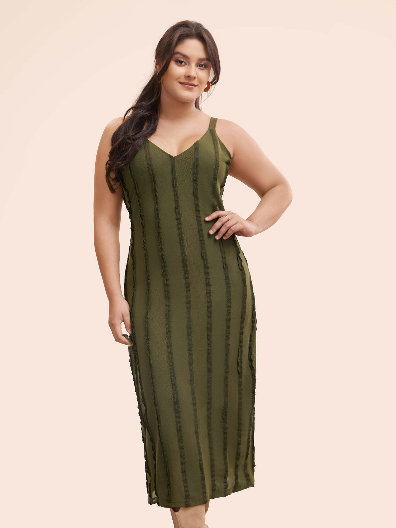 Tucked Seam Textured Cami Dress