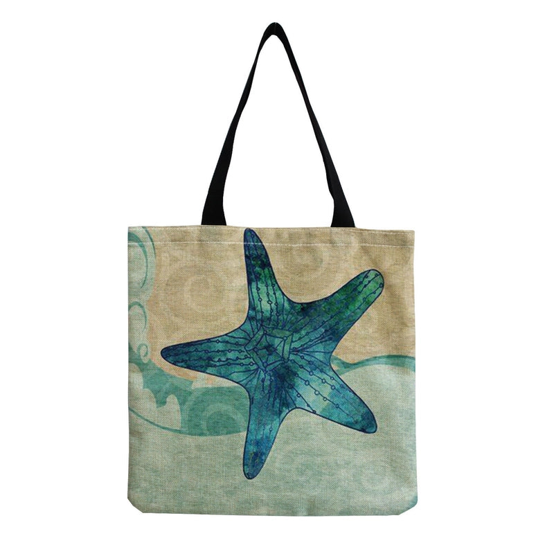 Women's Medium Linen Animal Beach Square Open Shopping Bags