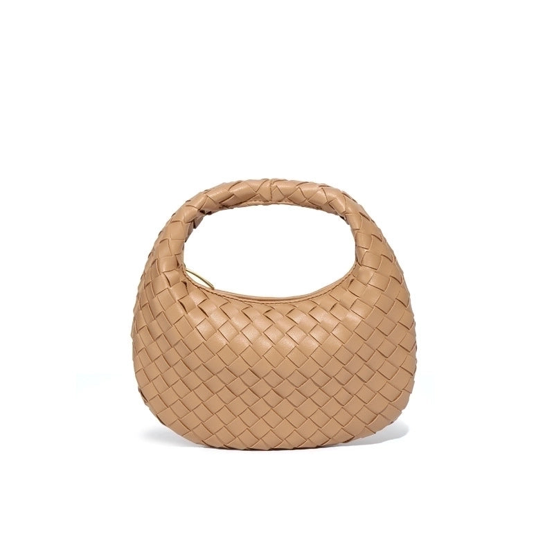 Women's Small Pu Leather Solid Color Streetwear Round Zipper Handbag