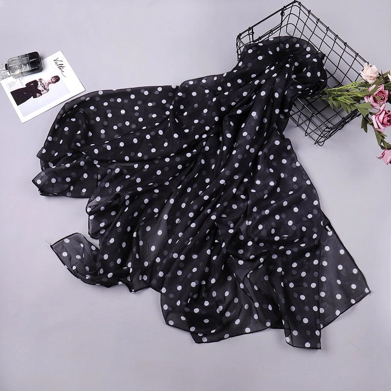 Women's Streetwear Round Dots Leopard Chiffon Scarf