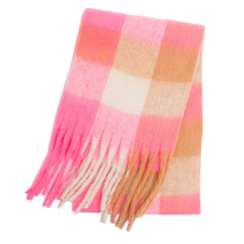 Women's Casual Minimalist Lattice Polyester Tassel Scarf