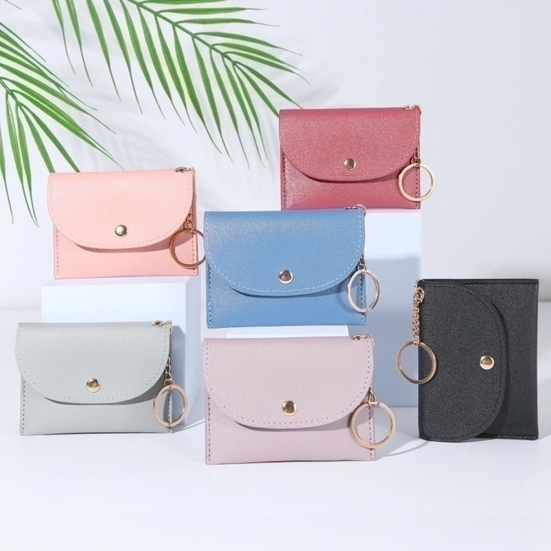 Women's Pu Leather Solid Color Sweet Square Zipper Buckle Coin Purse