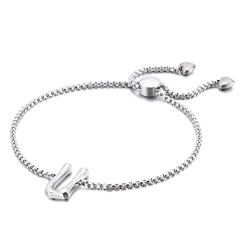 Casual Minimalist Letter Heart Shape Stainless Steel 18K Gold Plated Bracelets In Bulk
