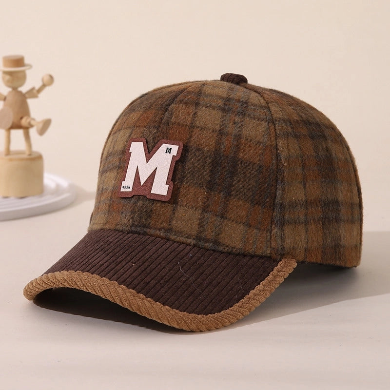 Boy'S Retro Letter Lattice Pom Poms Ivy Cap