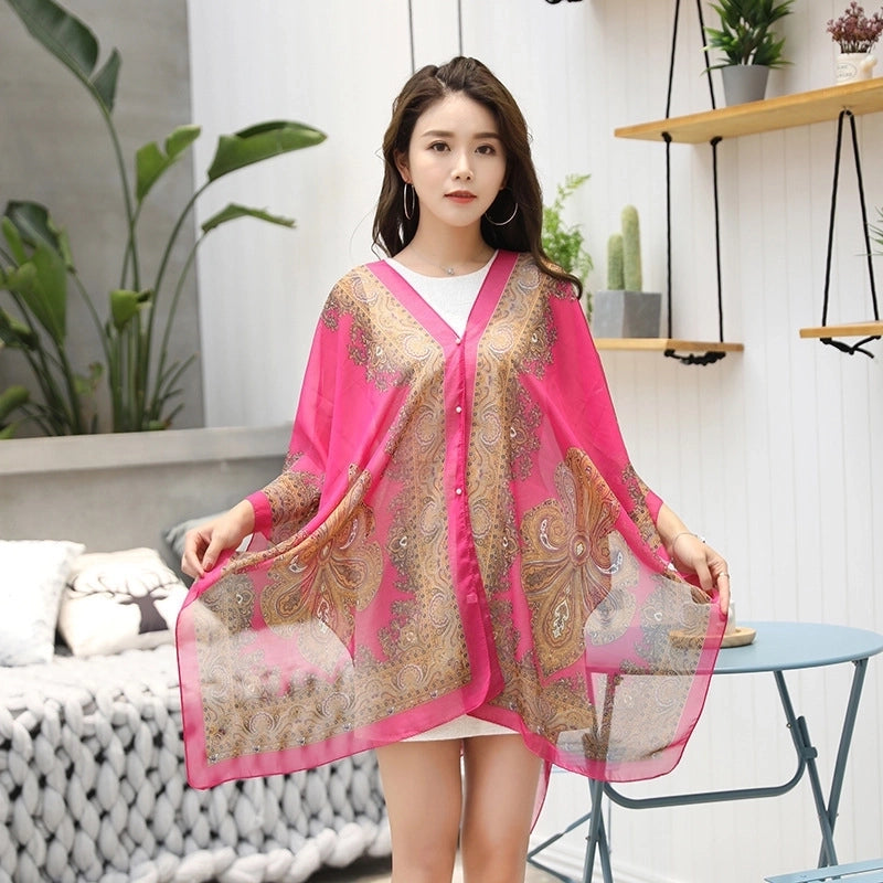 Women's Minimalist Printing Satin Silk Scarf