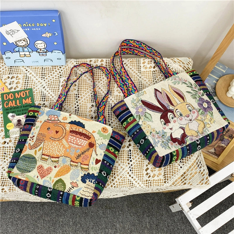 Women's Small Canvas Color Block Vintage Style Classic Style Square Zipper Shoulder Bag