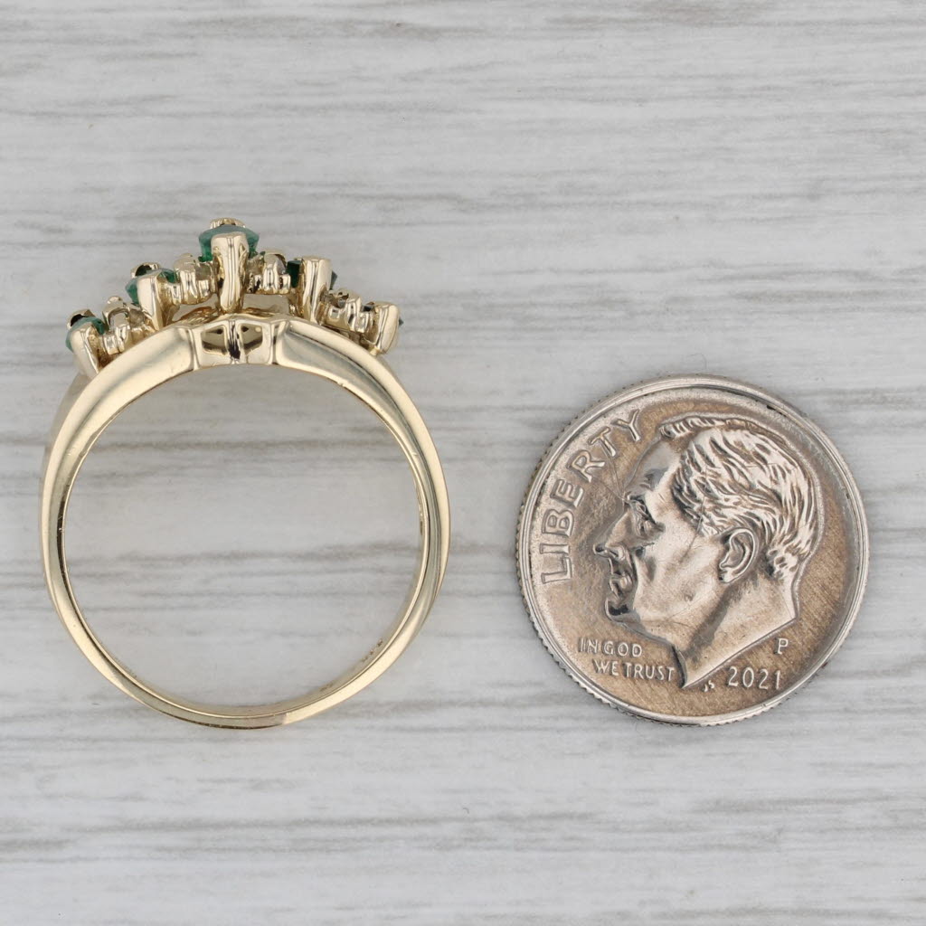 Tiered 0.79ctw Emerald Diamond Ring 14k Yellow Gold Size 7.75