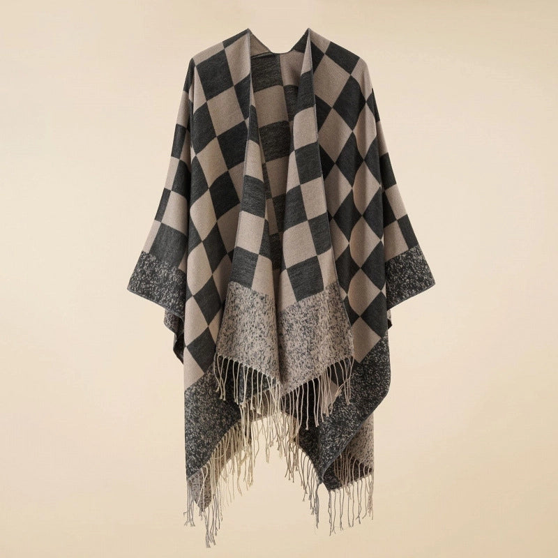 Women's Casual Lattice Polyester Tassel Shawl