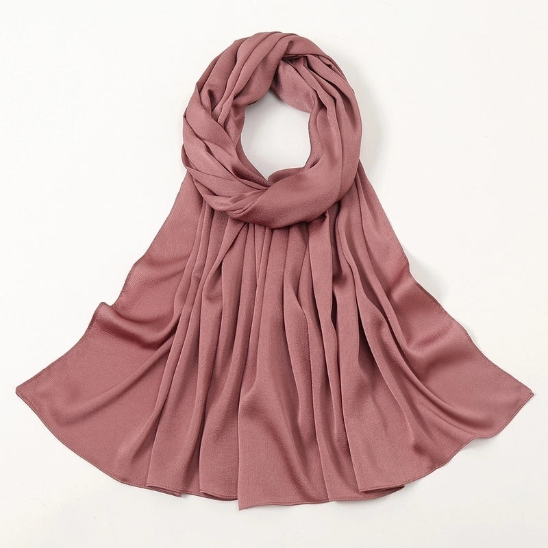 Women's Fashion Solid Color Satin Patchwork Cotton Linen Scarves