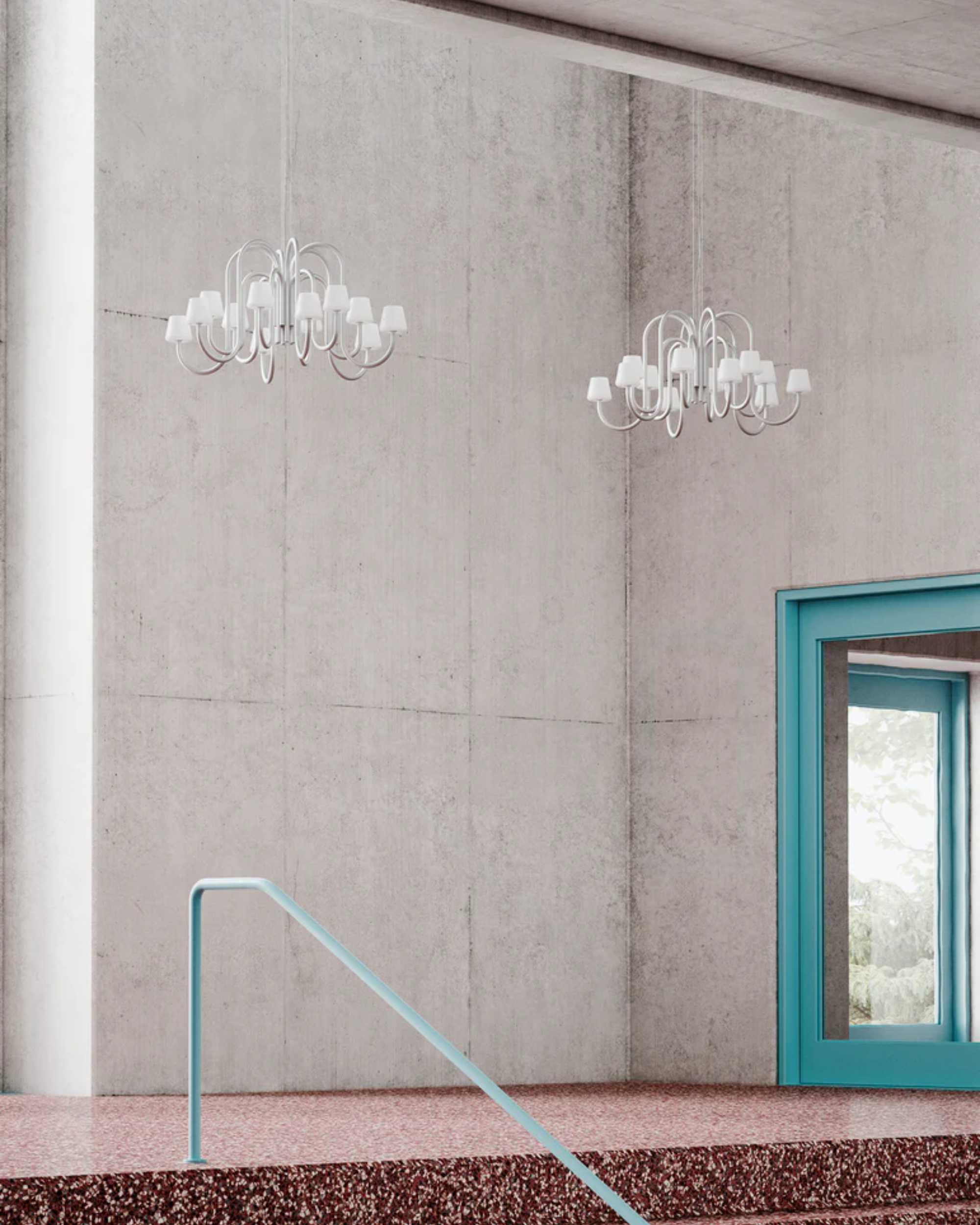 HAY Apollo chandelier 1065 (twelve arms). white opal glass
