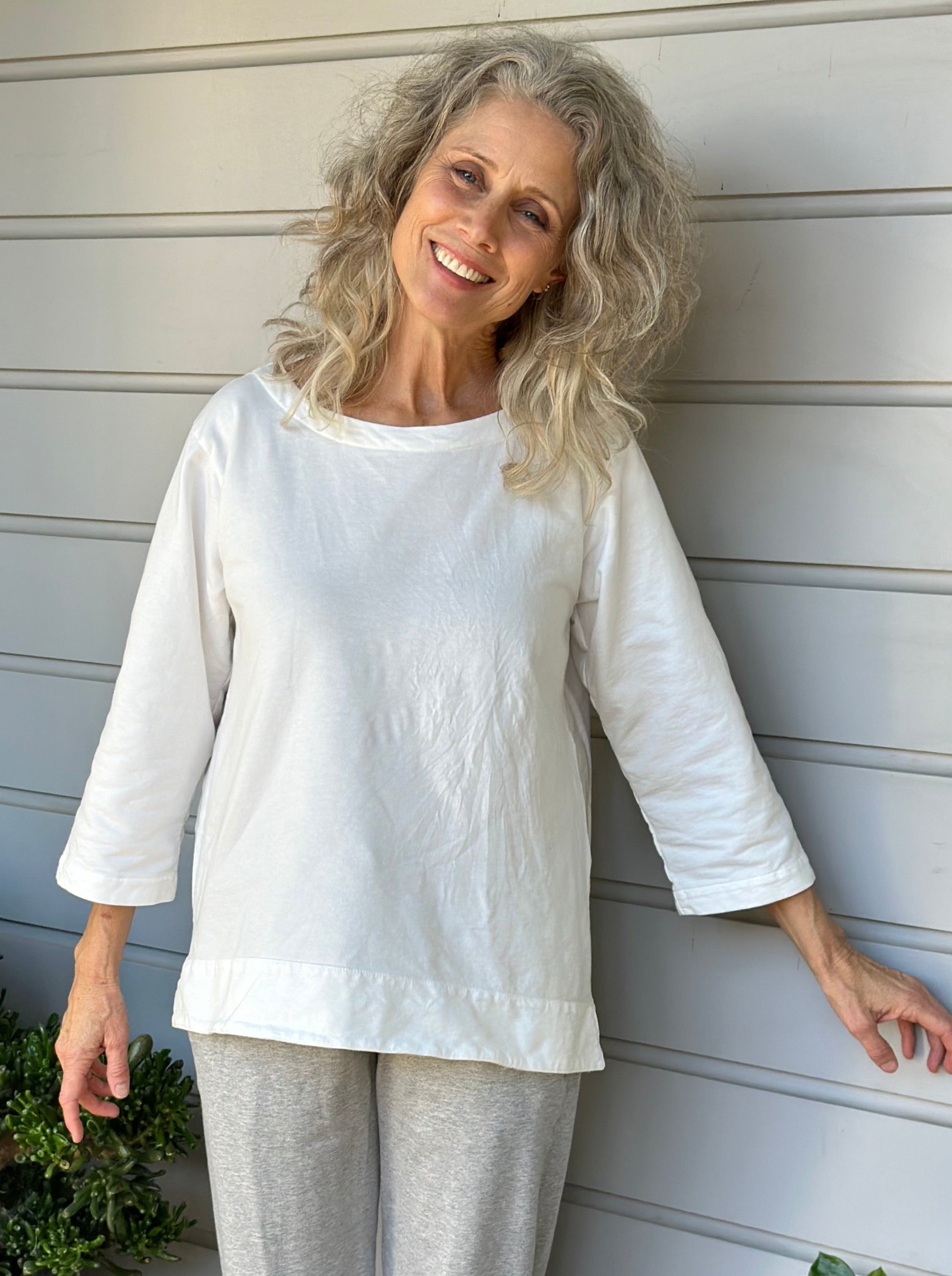 april top - winter white  knit